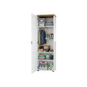 Tani, Armadio Multiuso 1 Anta Appendiabiti Made in Italy, 60x190h cm Bianco Lucido