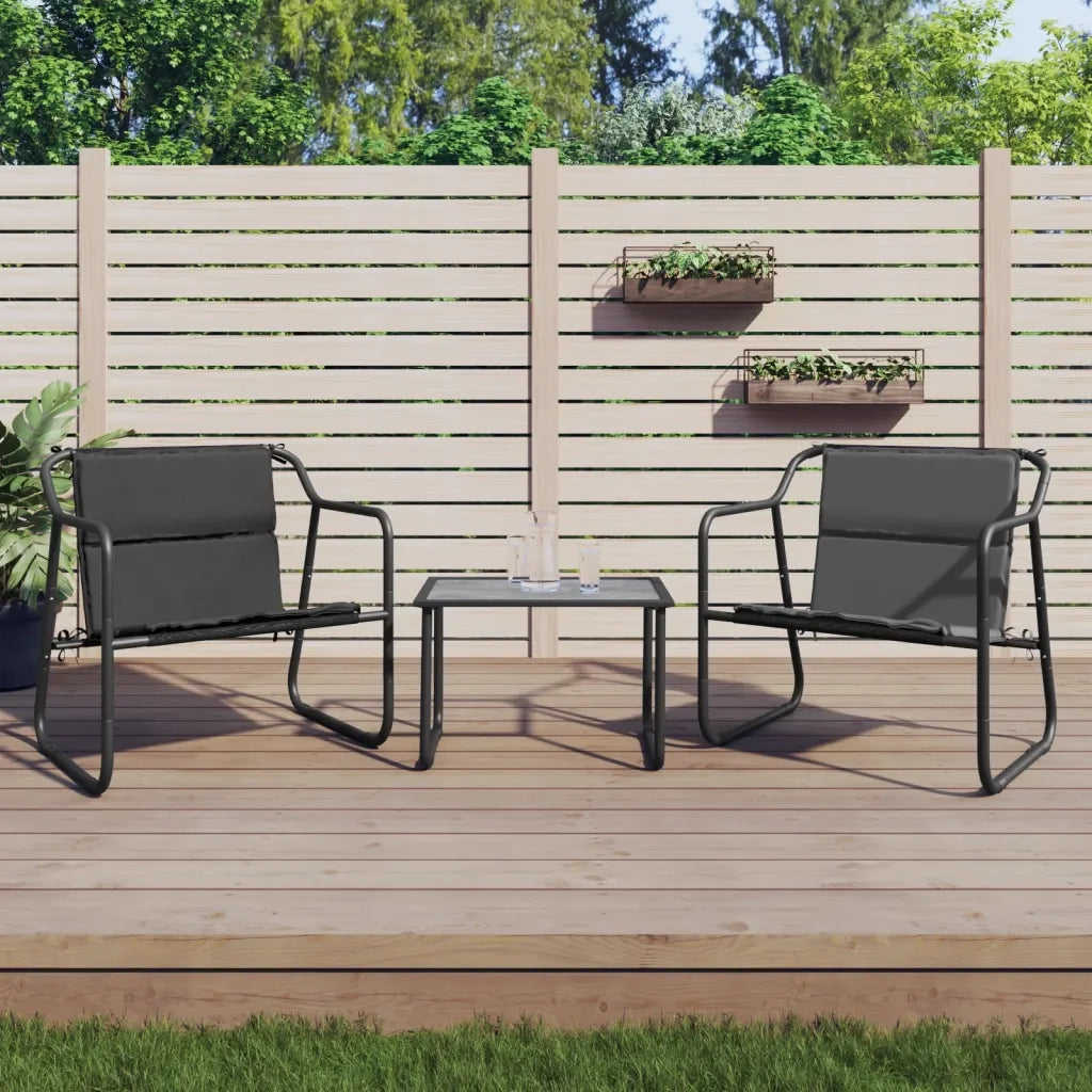 Set Salotto da Giardino 3 pz con Cuscini in Acciaio Antracite 364107
