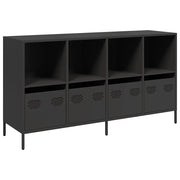 Credenza | Madia | Buffet da pranzo | Armadio da pranzo Nera 135x39x73,5 cm in Acciaio Laminato a Freddo