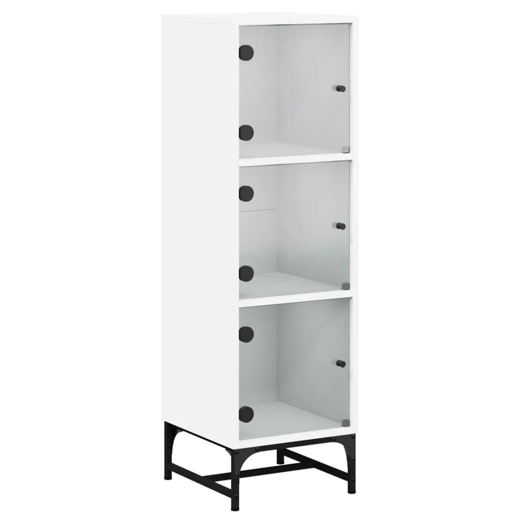 Buffet credenza cassettiera mobiletto mobile contenitore organizer per cucina soggiorno salotto con ante in vetro 35 x 37 x 120 cm bianco 02_0030108