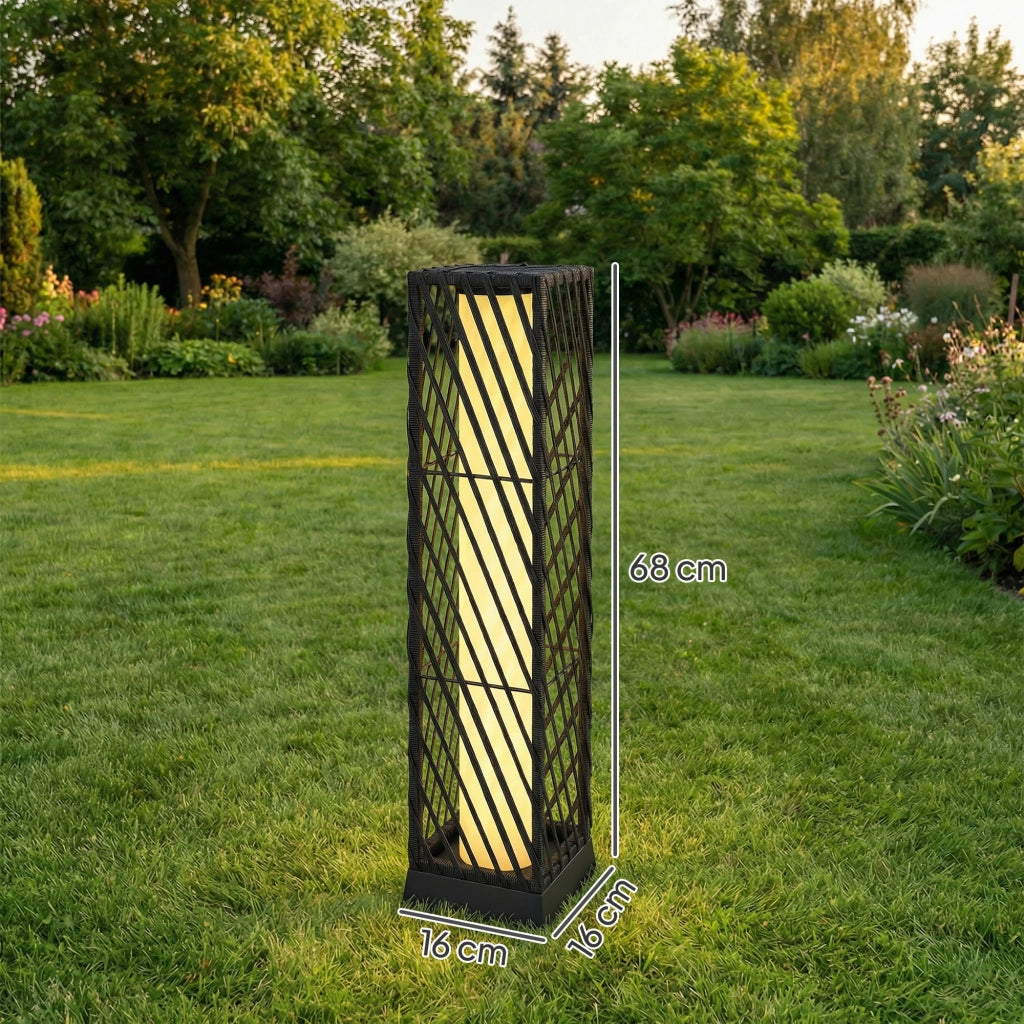Lanterna da Giardino Solare LED ¨C zephmum ¨C Ratan Nero Impermeabile IP44