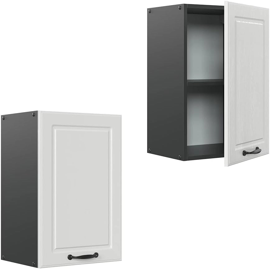 Pensile da cucina R-Line, Bianco casa di campagna, 40 cm, per la libera combinazione all'interno di sistemi cucina modulari