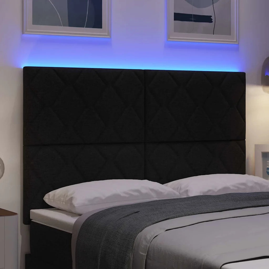 Testiera LED Nero 144 cm Tessuto 3338516