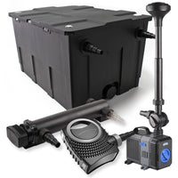 Set Filtro a 1 camera laghetto 60000l con Chiarificatore UVC 36W Pompa NEO10000 80W Fontana