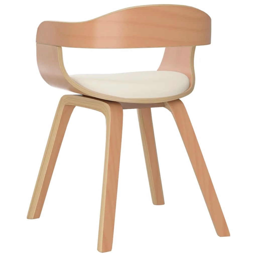 Sedie da Pranzo 6 pz Crema in Legno Curvato e Similpelle cod mxl 23032