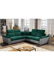 Divano ad angolo FREDERICO Verde Scuro con contenitore e letto 266x266cm