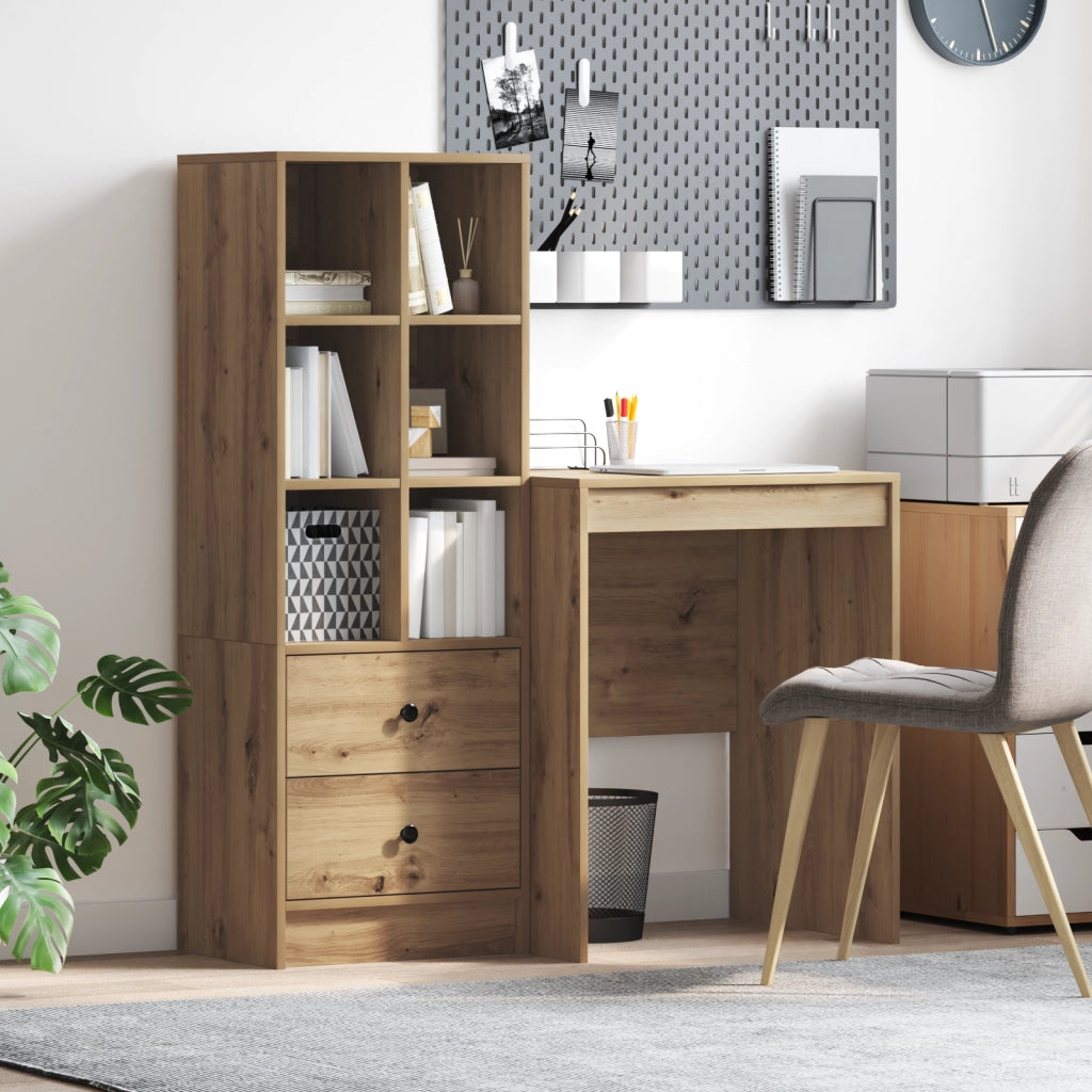 Scrivania con spazio di archiviazione Rovere artigianale Legno ingegnerizzato
