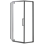Cabina doccia in vetro temperato nero telaio in alluminio 90 x 90 x 190 cm porta trasparente a battente