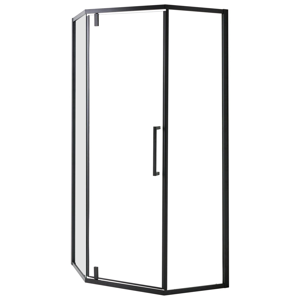 Cabina doccia in vetro temperato nero telaio in alluminio 90 x 90 x 190 cm porta trasparente a battente