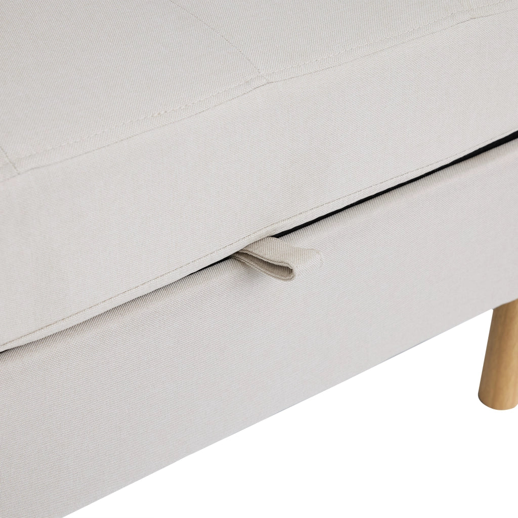 Divano angolare a L 212¡Á130¡Á86 cm con chaise longue reversibile e doppio spazio contenitore, rivestimento in tessuto beige