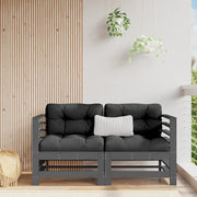 Divano componibile-Divani Angolari con Cuscini 2 pz Legno Massello di Pino Grigio 942287