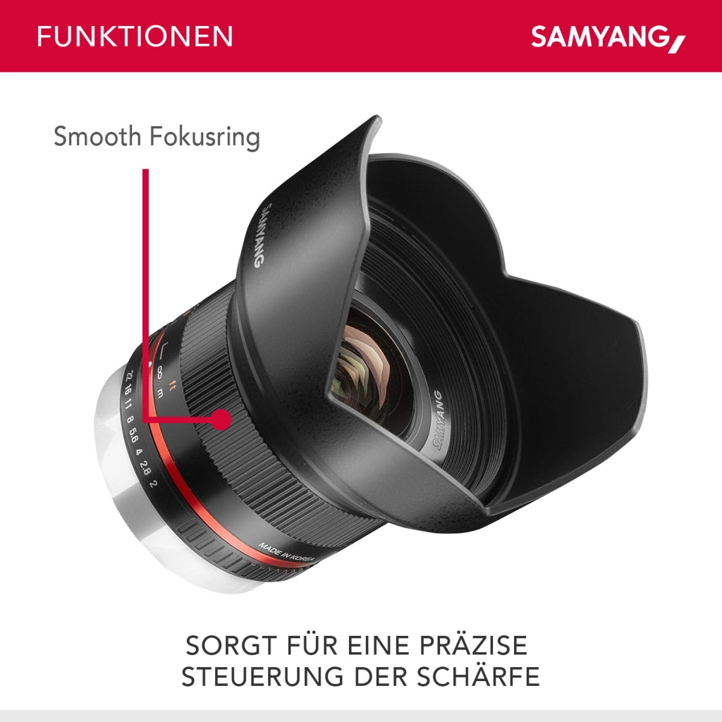 Obiettivo grandangolare fisso 12mm F2.0 APS-C per Sony E- APS-C, MF – Fotocamera Alpha 6600 6500 6400 6300 6100 6000 5100 5000 – nero
