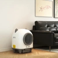 Lettiera per Gatti Autopulente con Controllo dell'App, 80 L, Eliminazione degli Odori, 55,5cm x 51cm x 60cm, Bianco