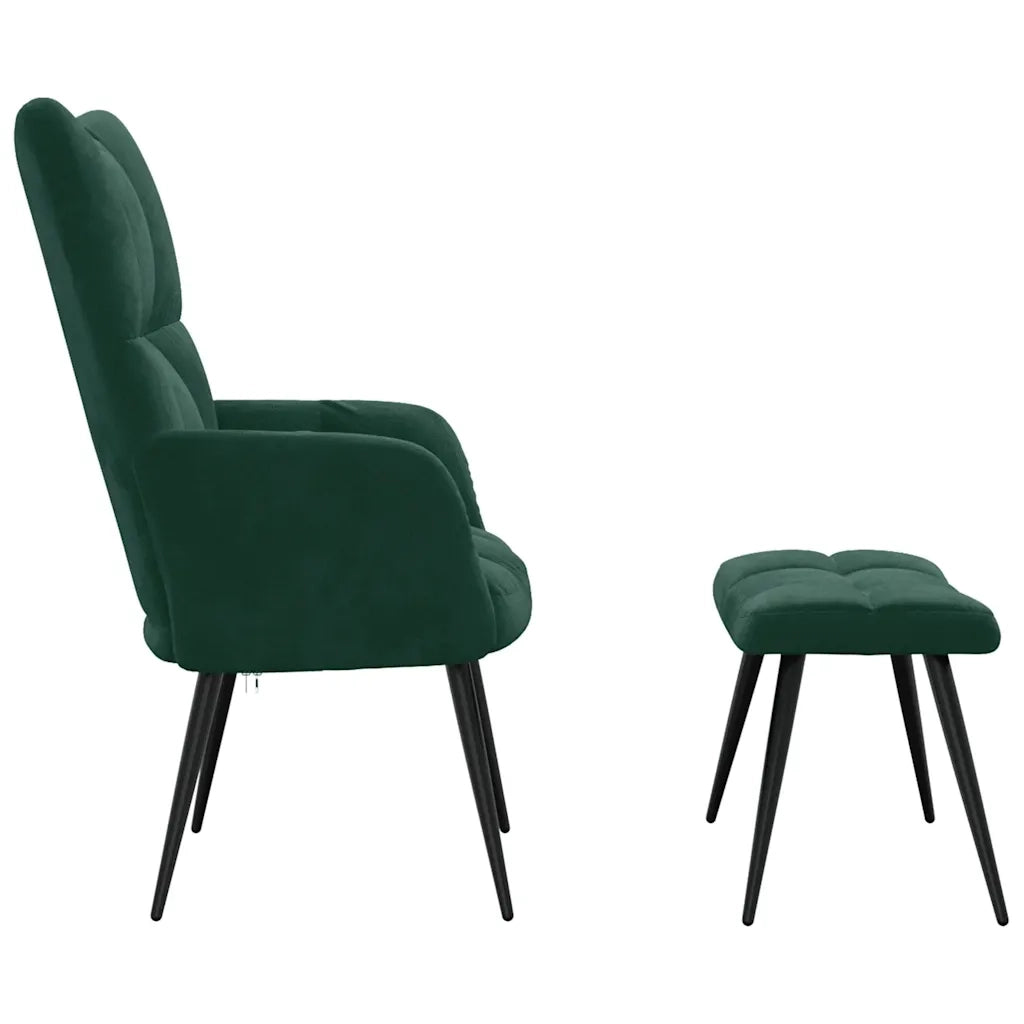 Poltrona Relax con Poggiapiedi Verde Scuro in Velluto 328086