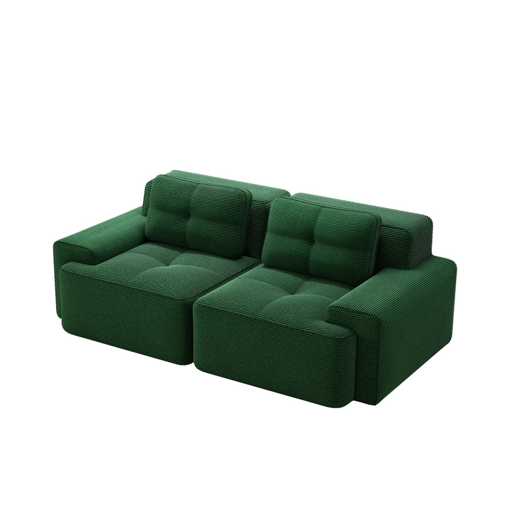 Divano Modulare Boneless ¨C Xylo ¨C Velluto a Coste, Verde, Loveseat