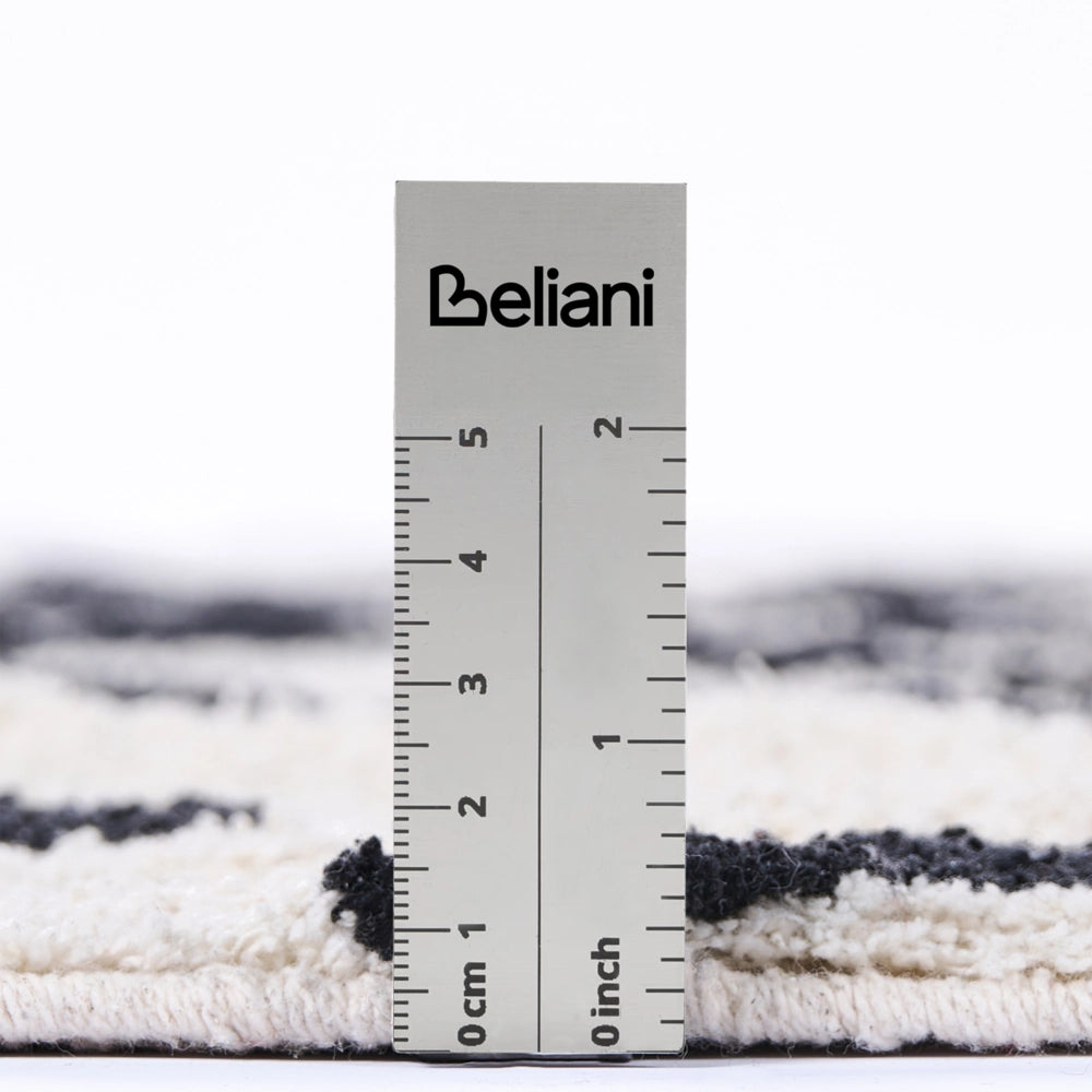Tappeto geometrico cotone trapuntato con nappe 160 x 230 cm beige e nero soggiorno camera da letto