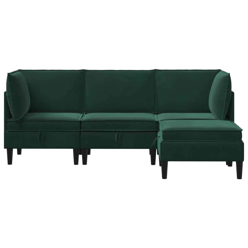 Set di mobili per il soggiorno 4 pcs Verde Scuro Velluto