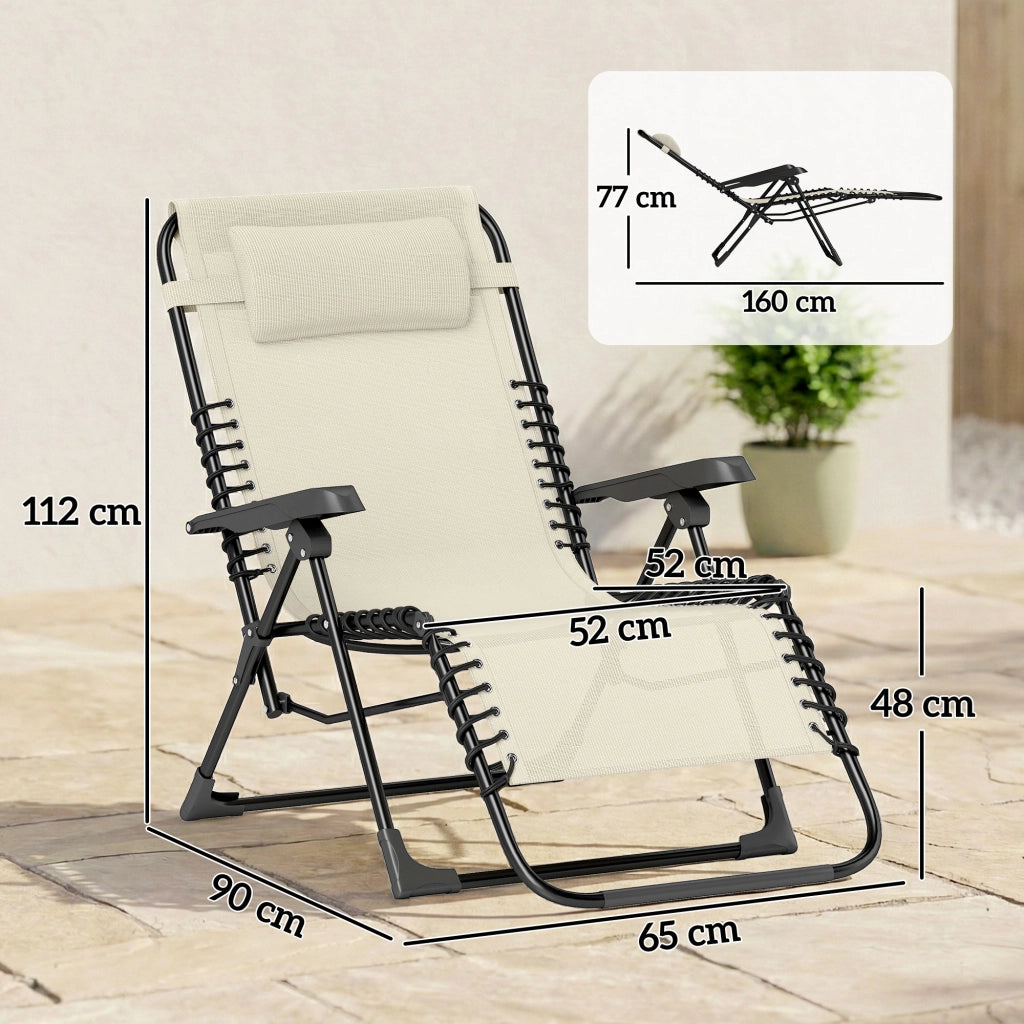 Lettino da sole pieghevole regolabile con testiera ¨C zephmum ¨C beige 90x65x112 cm