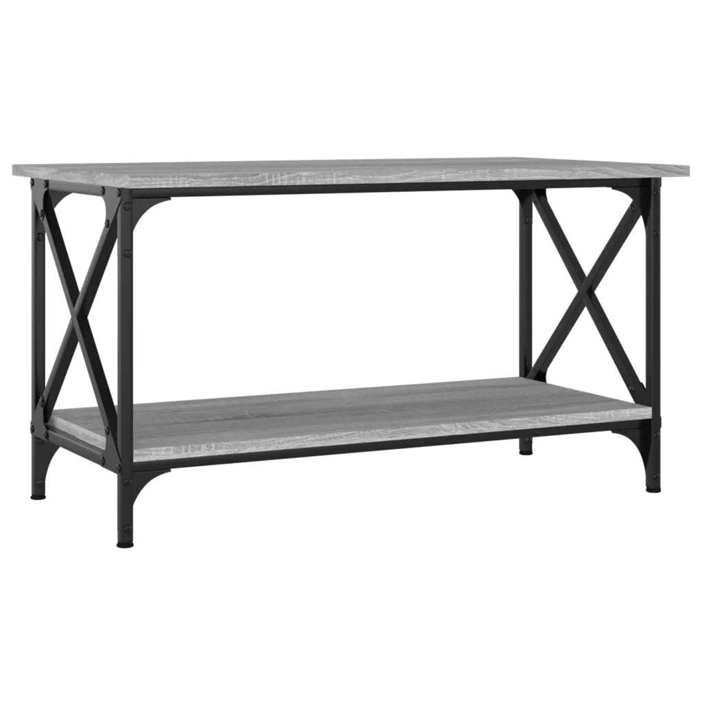Tavolino Grigio Sonoma 80x45x45cm in Legno Multistrato e Ferro cod mxl 29779