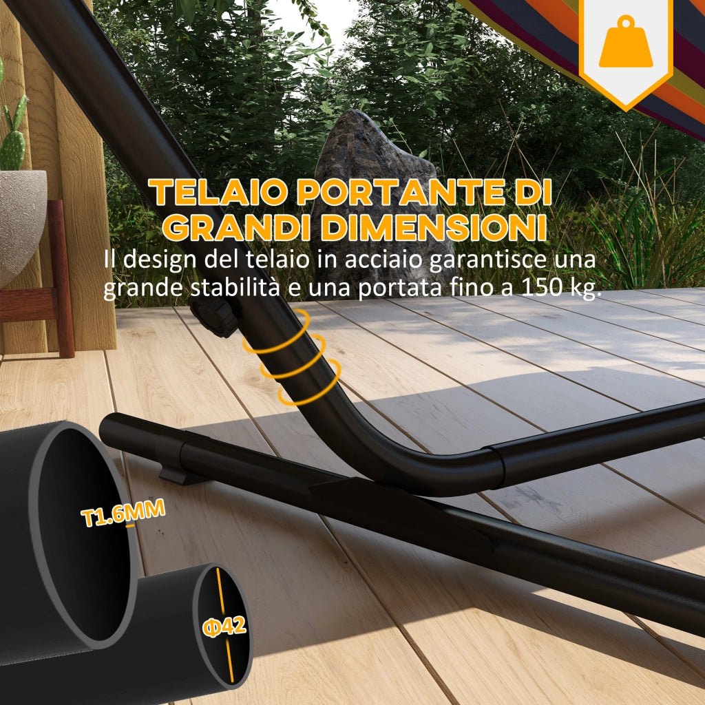 Supporto per Amaca in Acciaio con Tavolino Integrato e Carico Massimo 150kg, Nero