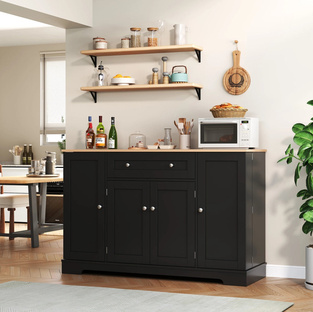 Credenza moderna nera in MDF con cassetto e ripiani regolabili
