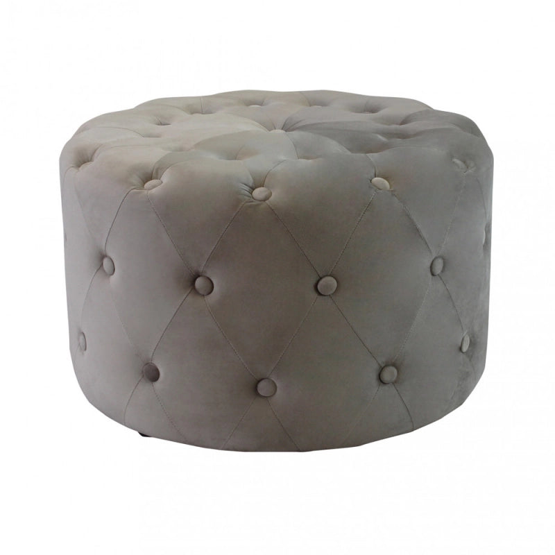 POUF ROTONDO IN VELLUTO TORTORA