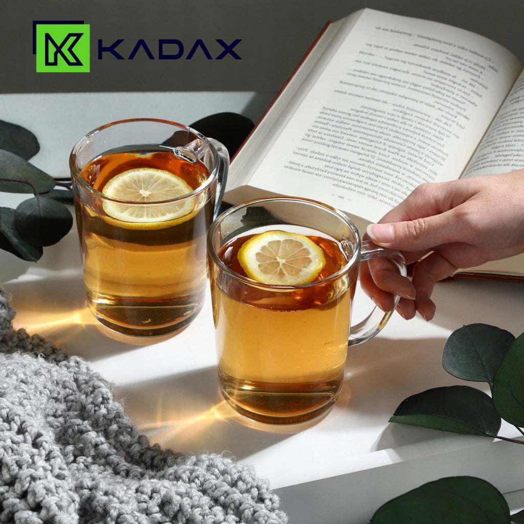 Set di 6 bicchieri da tè e caffè invernali KADAX da 410 ml con manici.