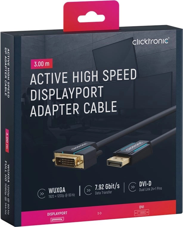 Cavo Monitor DisplayPort Maschio a DVI-D Maschio 3 m Blu
