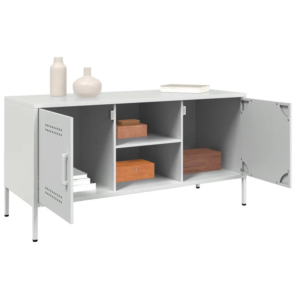 Mobile TV Bianco 100,5x39x50,5 cm in Acciaio 842993