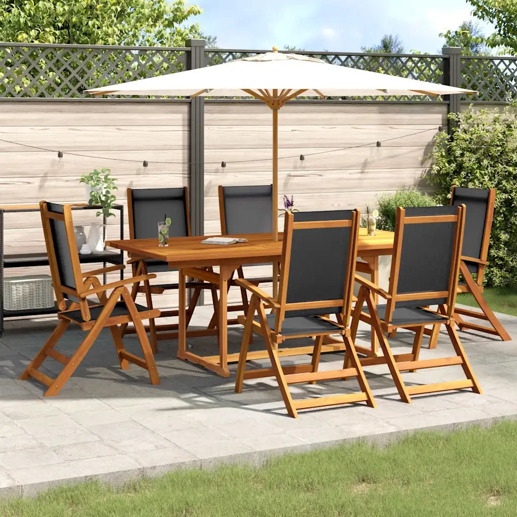 Set Pranzo da Giardino 7pz Legno Massello di Acacia e Textilene