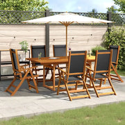 Set Pranzo da Giardino 7pz Legno Massello di Acacia e Textilene