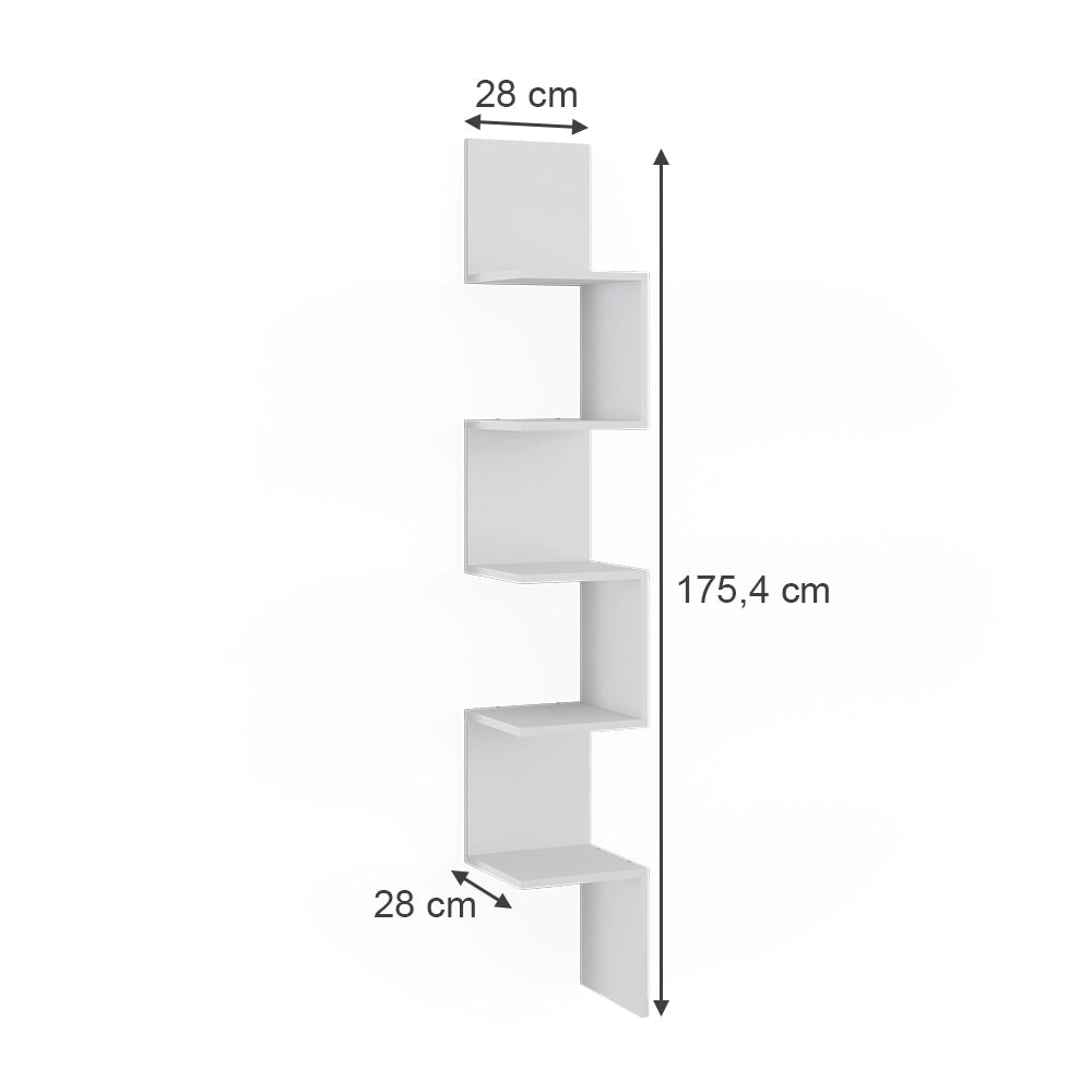 Scaffale ad angolo Paolo Bianco 28 x 175.4 cm Set di 2 Vicco