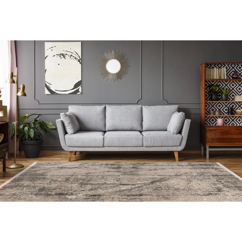 Tappeto Vintage Adeon 500 in Grigio e Beige