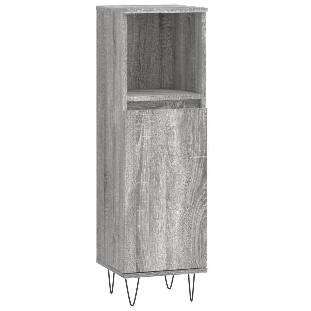Set Mobili da Bagno 3 pz Grigio Sonoma in Legno Multistrato 3190305