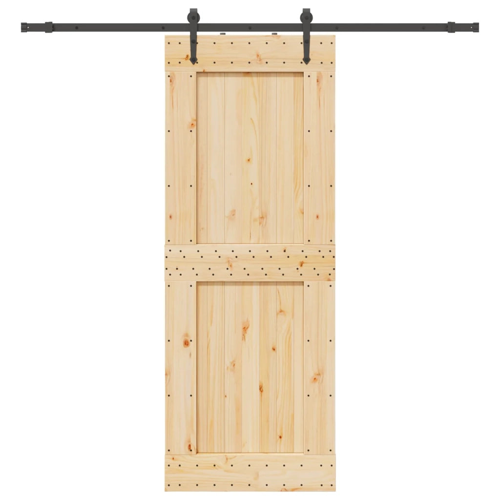 Porta scorrevole NARVIK Naturale e Nero 85 x 210 cm (213,5 cm)