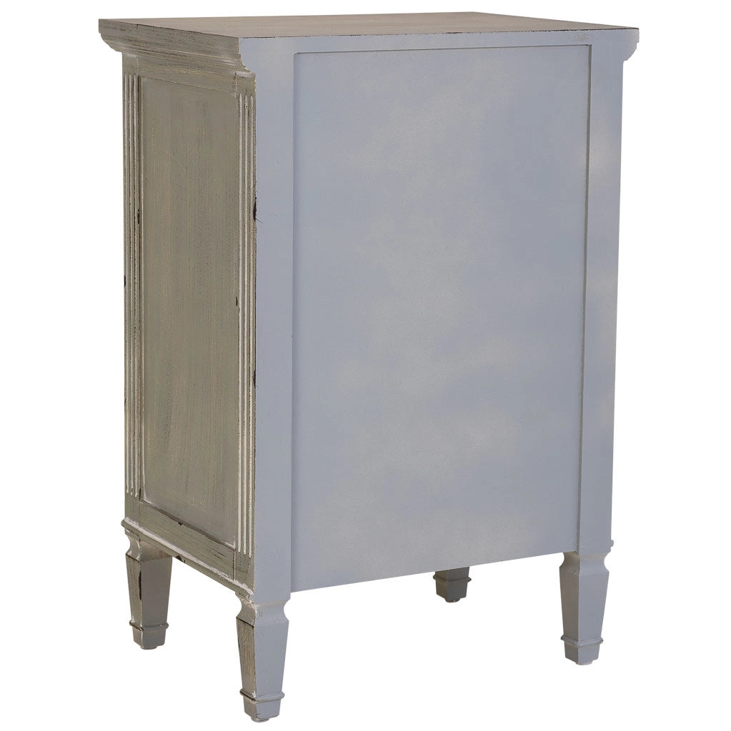 Comodino in legno con tre cassetti grigio 46x32,5x67h cm