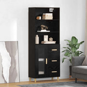 Credenza Rovere Nero 69,5 x 32,5 x 180 cm Legno multistrato