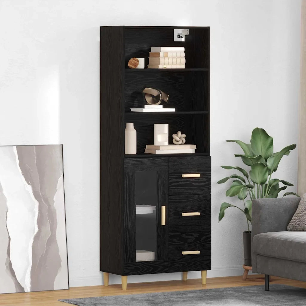 Credenza Rovere Nero 69,5 x 32,5 x 180 cm Legno multistrato