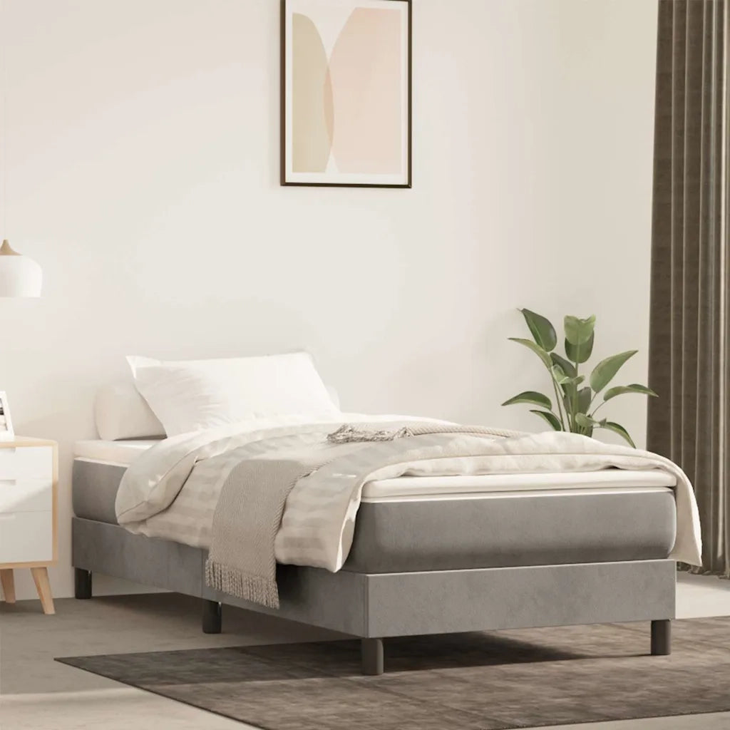 Materasso a Molle-Materasso per letto Grigio Chiaro 90x220x20 cm in Velluto