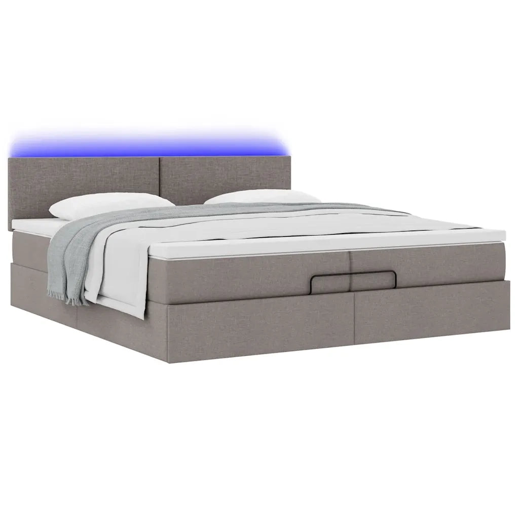 vidaXL Struttura Letto Pouf con Materassi Tortora 200x200 cm Tessuto