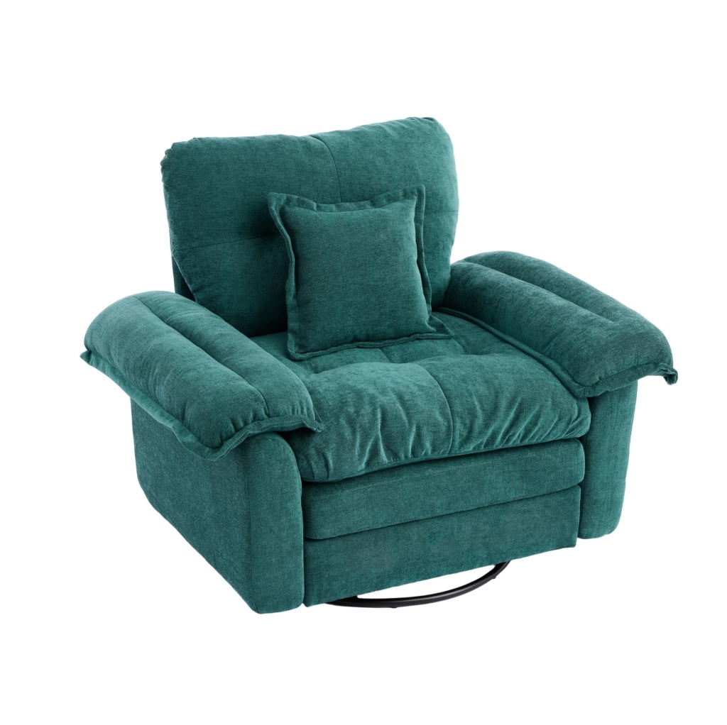 Poltrona girevole Chenille 360° oversize con cuscino di supporto per soggiorno, camera da letto e cameretta