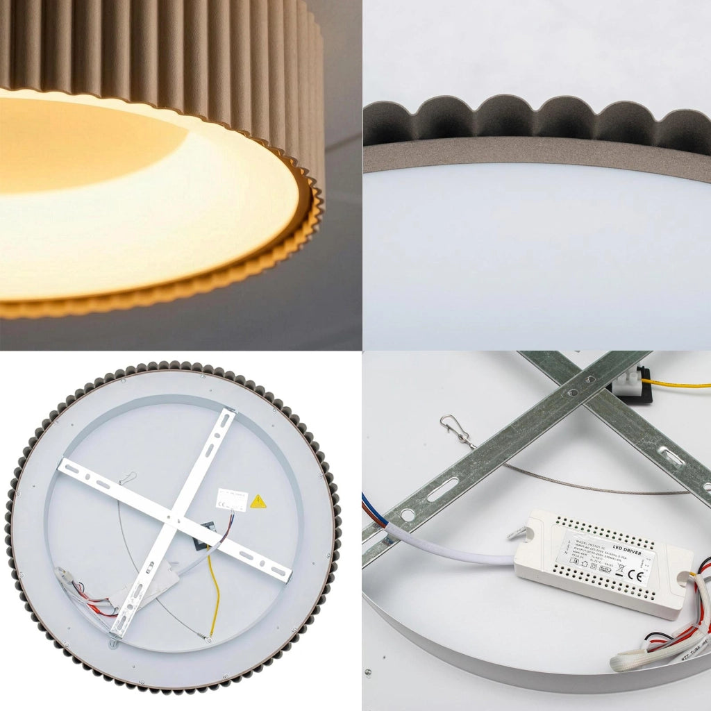Plafoniera Moderna Tonda LED 30W Dimmerabile CCT Bluetooth Tortora con Telecomando Luce Soffitto Soggiorno Albergo Ristorante