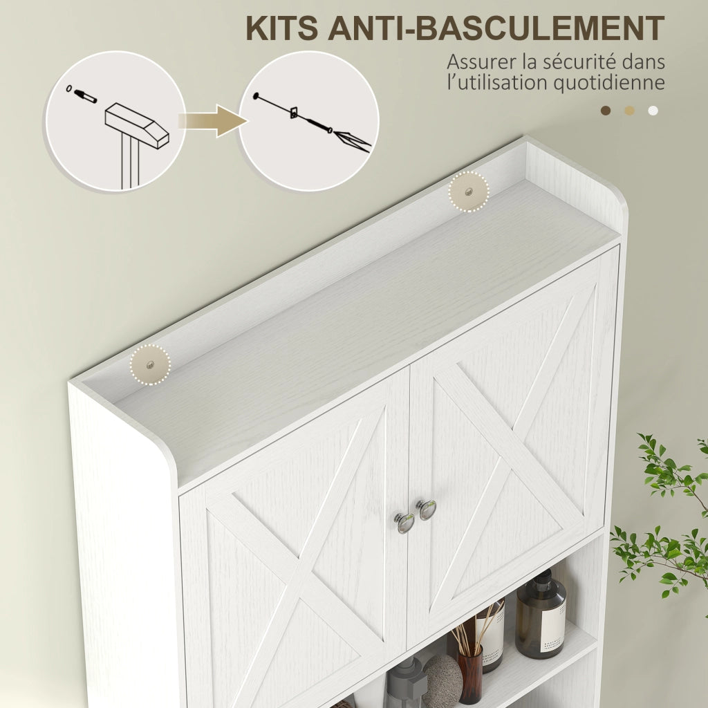 Mobiletto WC con Anta Rustica ¨C zephmum ¨C Bianco 50x45x70