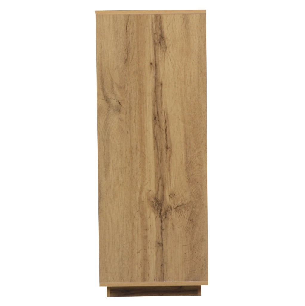 Mobile portascarpe 120x32x84;5 cm in MDF; con 3 vani aperti e 2 vani a ribalta; naturale