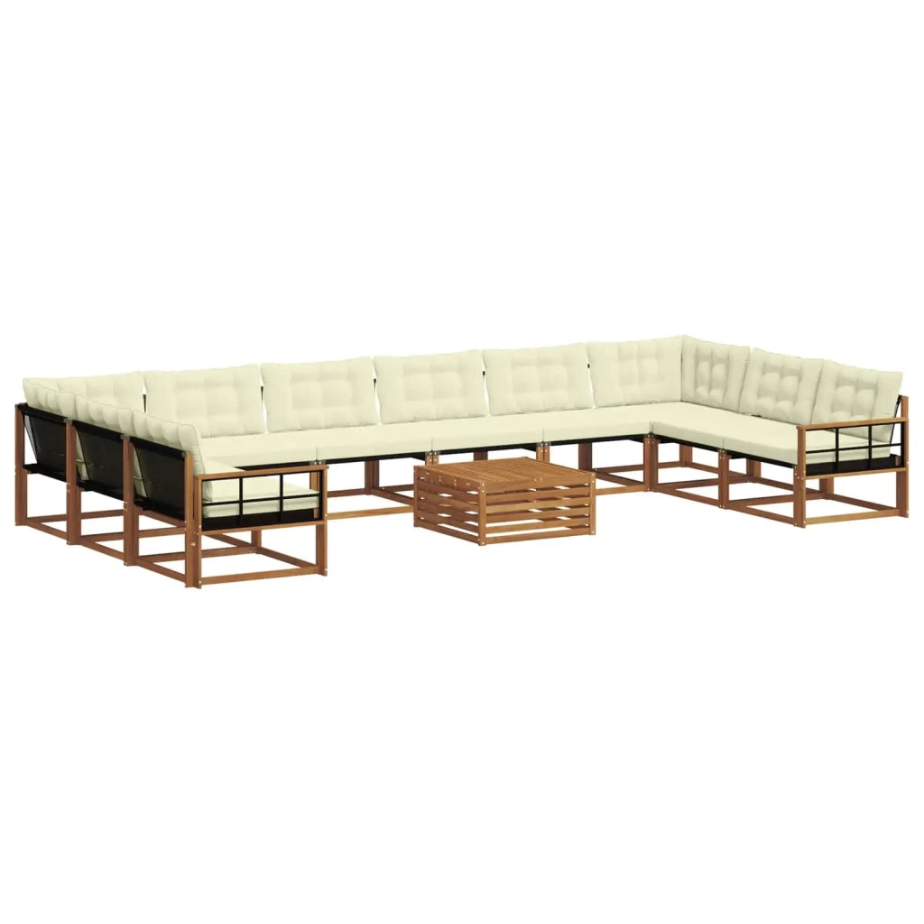 Set di divani da esterno con cuscino 11 pcs Naturale e Crema