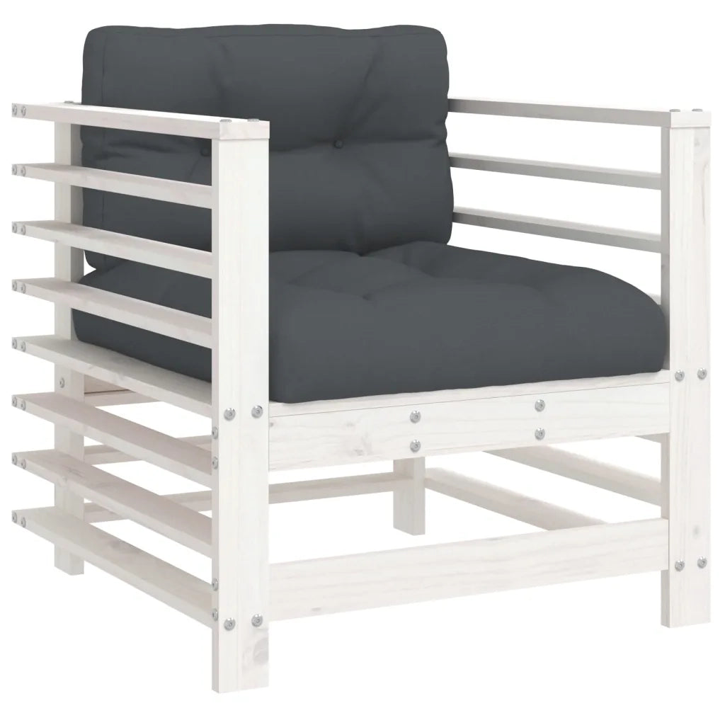 Sedia da patio-Sedie da Giardino con Cuscini 2pz Legno Massello di Pino Bianco 868446