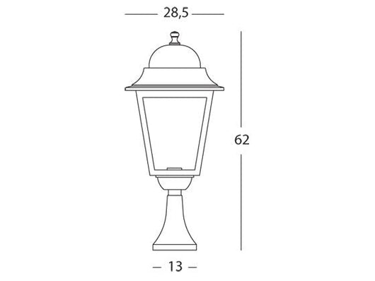 Lampada Palo Paletto da Cancello Colore Nero per Esterno Linea Maxi Quadrata Livos