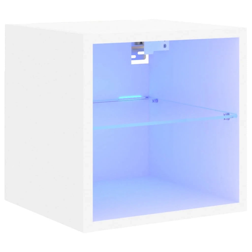 Mobile TV multimediale mensola TV credenza mobile TV parete attrezzata per sala da pranzo soggiorno camera da letto con luci LED 30 x 28,5 x 30 cm bianco 02_0027868