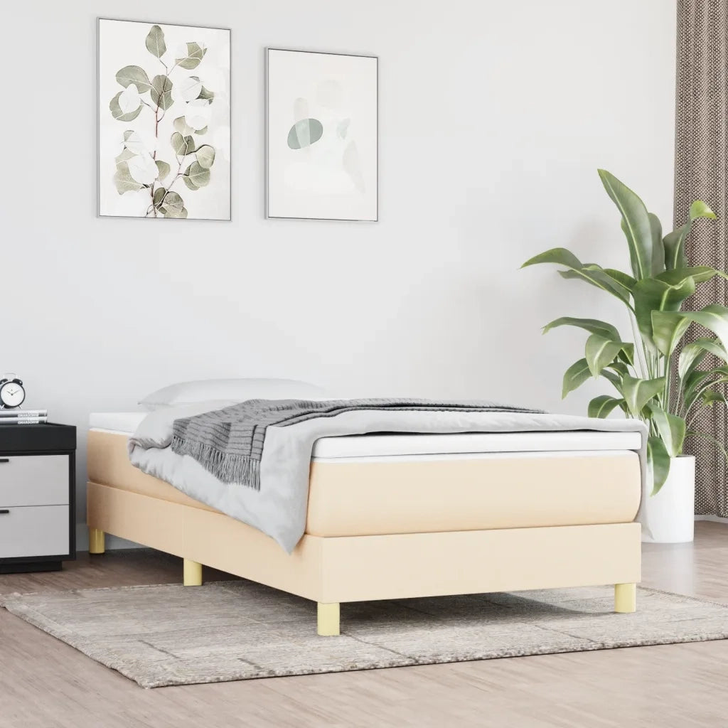 Struttura Letto a Rete a Molle-Giroletto Crema 90x200 cm in Tessuto 887469