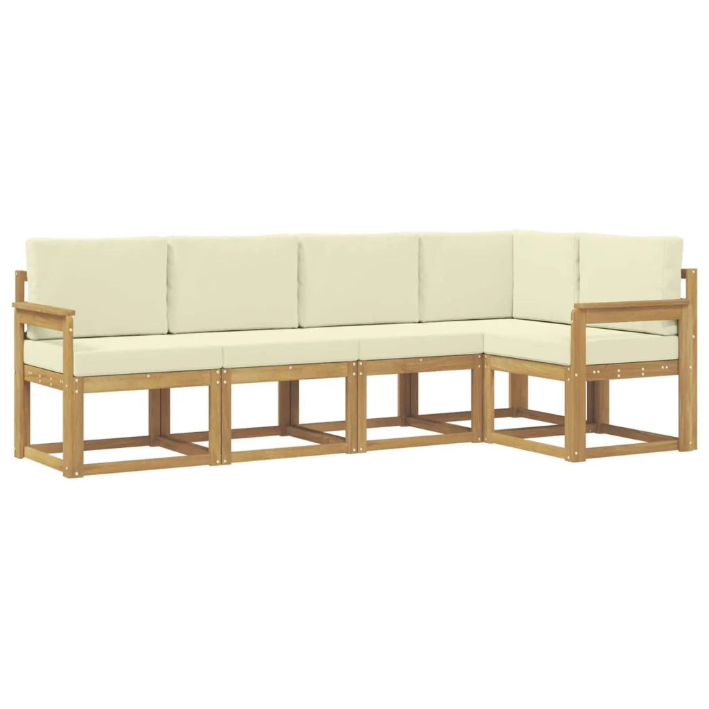 Set di divani da esterno con cuscino 5 pcs Bianco e Crema